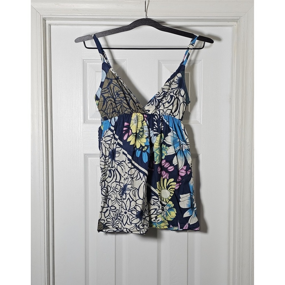 Y2K Babydoll Cami Tank‎ Top Size XS Wet Seal Floral Bow Boho 100% Cotton